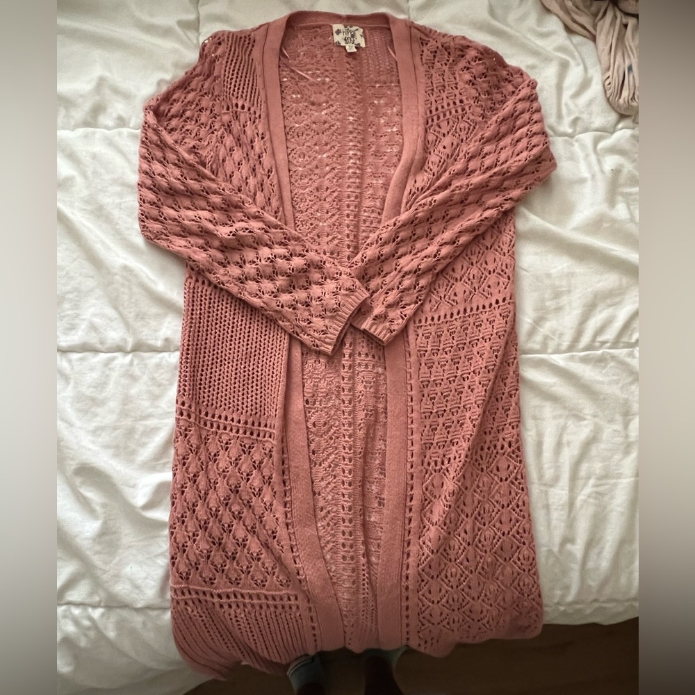 XS Long Knit Pink Cardigan